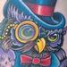 tattoo galleries/ - Colorful Traditional Owl with Axe